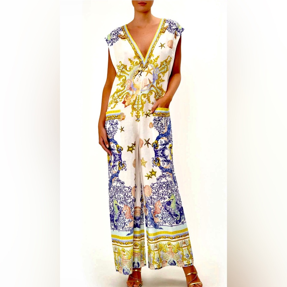 Camilla V Neck Jumpsuit w/ Patch Pockets